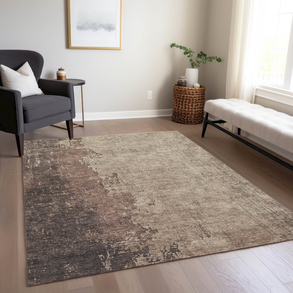 Machine Washable Indoor/Outdoor Chantille Chocolate 9' x 12' Rug. Picture 6