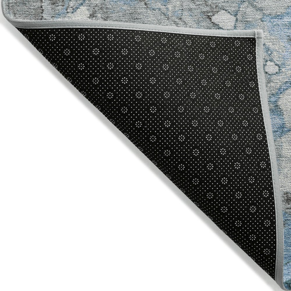 Machine Washable Indoor/Outdoor Chantille Blue 5' x 7'6" Rug. Picture 2