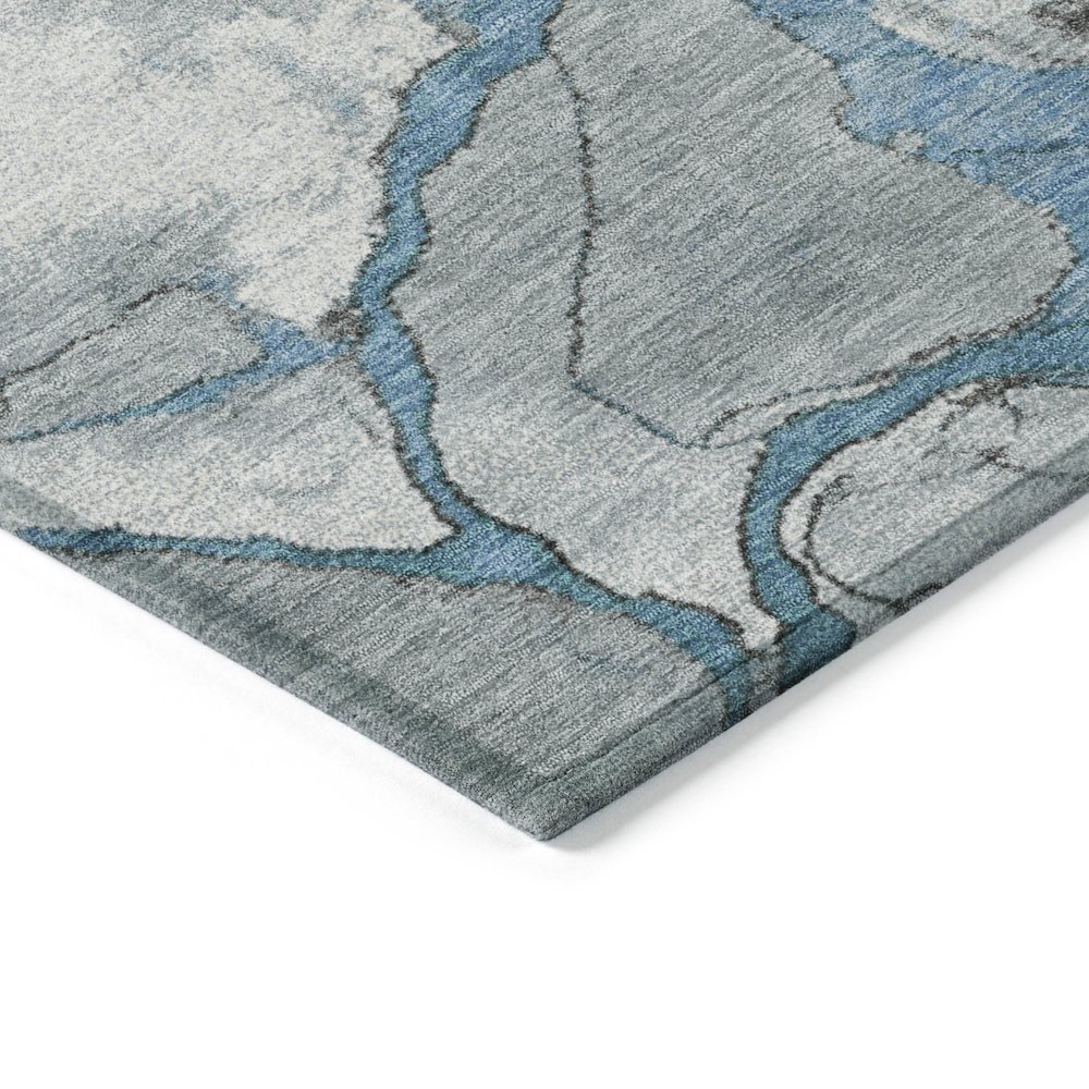 Machine Washable Indoor/Outdoor Chantille Blue 5' x 7'6" Rug. Picture 3