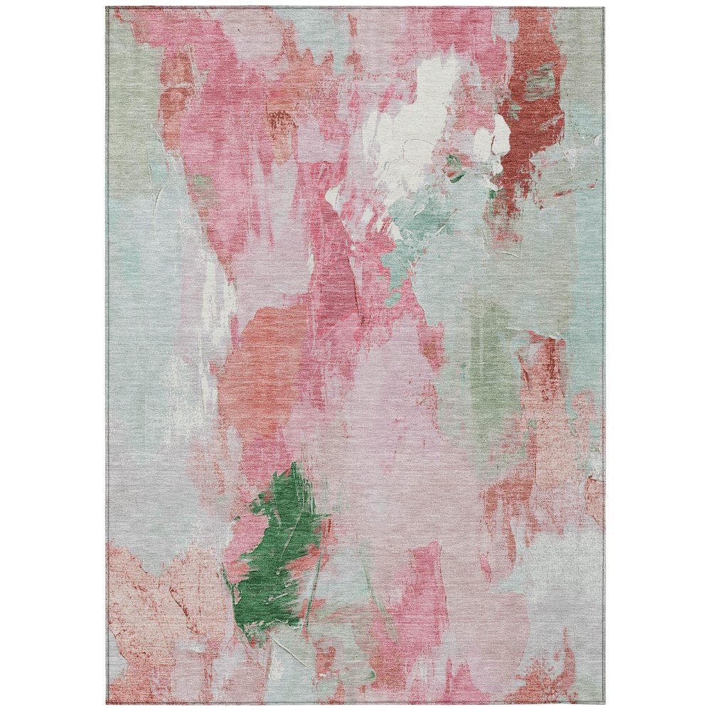 Machine Washable Indoor/Outdoor Chantille Blush 9' x 12' Rug. Picture 1