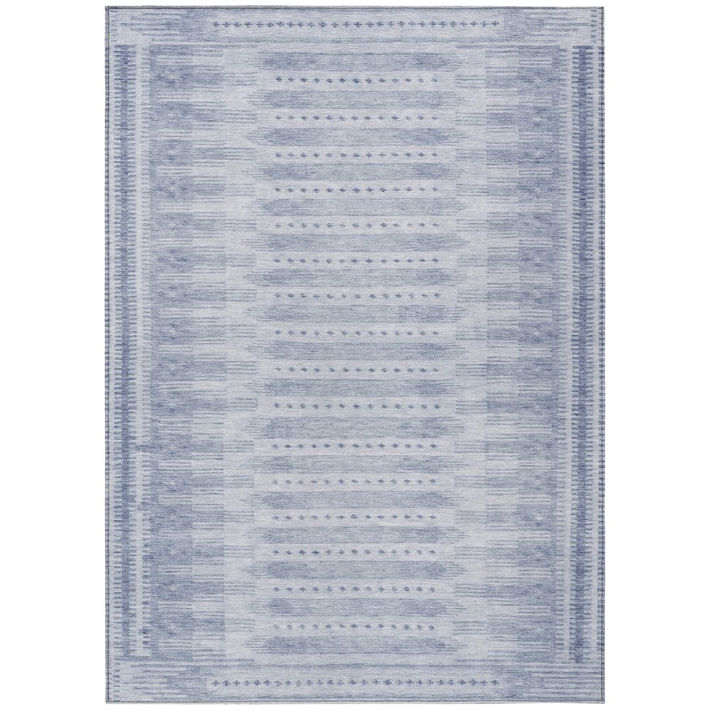 Machine Washable Indoor/Outdoor Chantille Blue 9' x 12' Rug. Picture 1