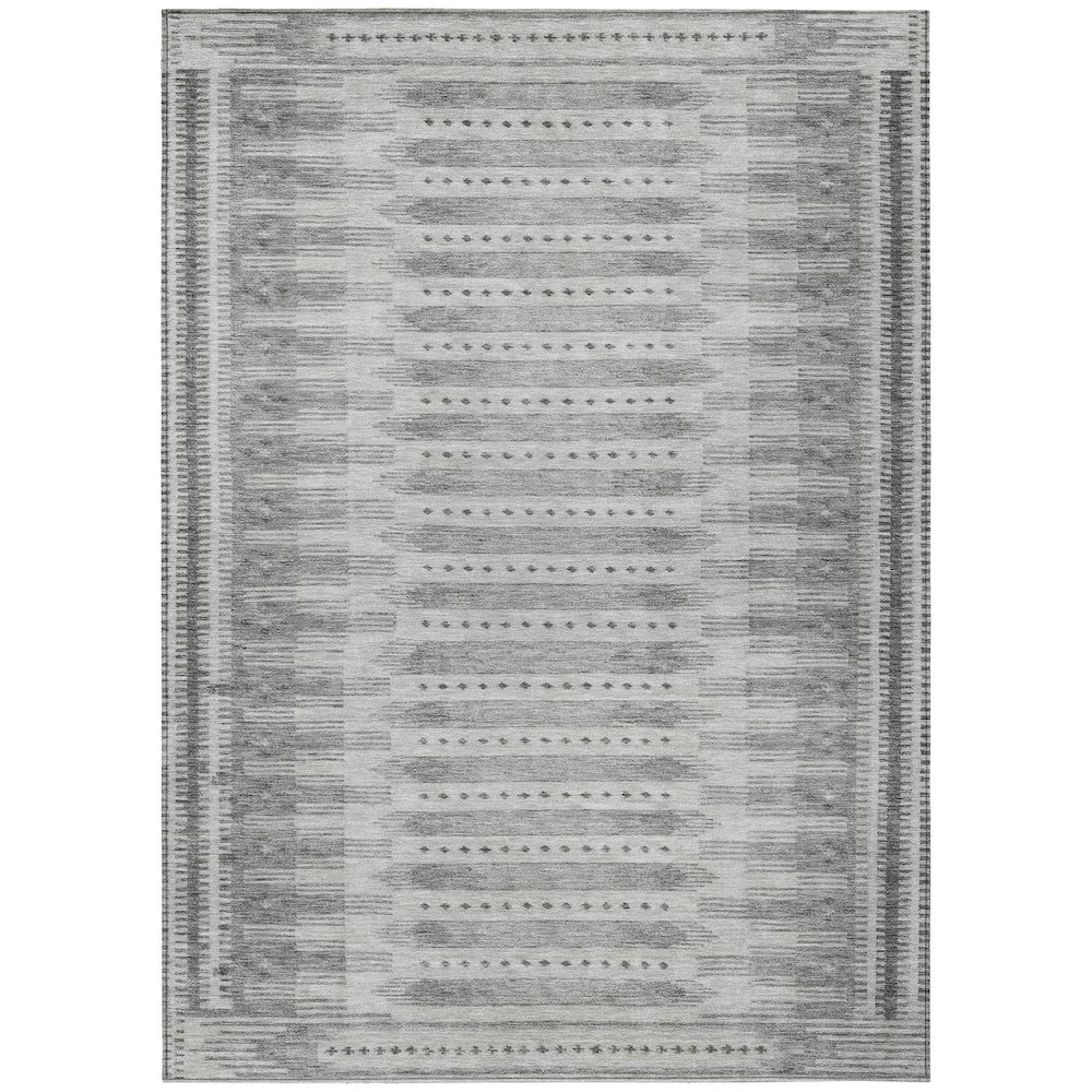 Machine Washable Indoor/Outdoor Chantille Gray 9' x 12' Rug. Picture 1