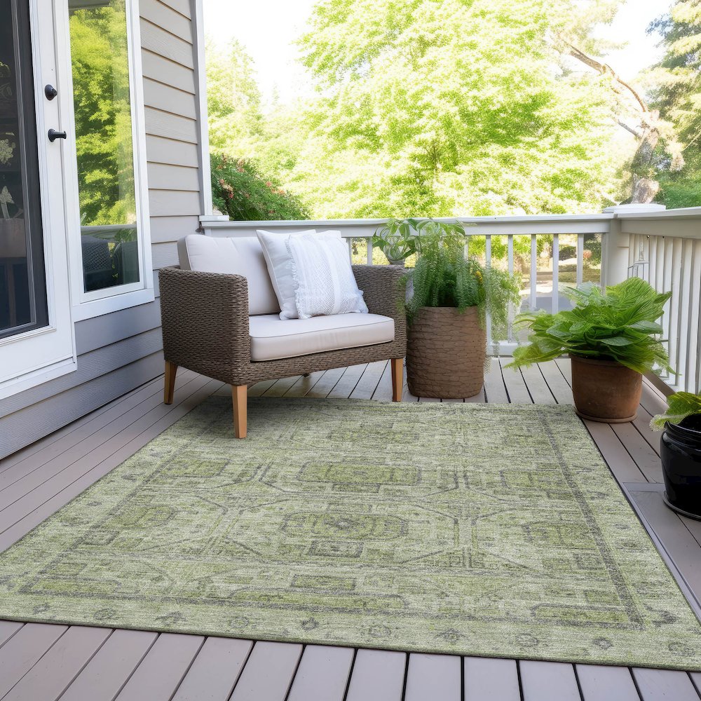 Machine Washable Indoor/Outdoor Chantille Aloe 9' x 12' Rug. Picture 8