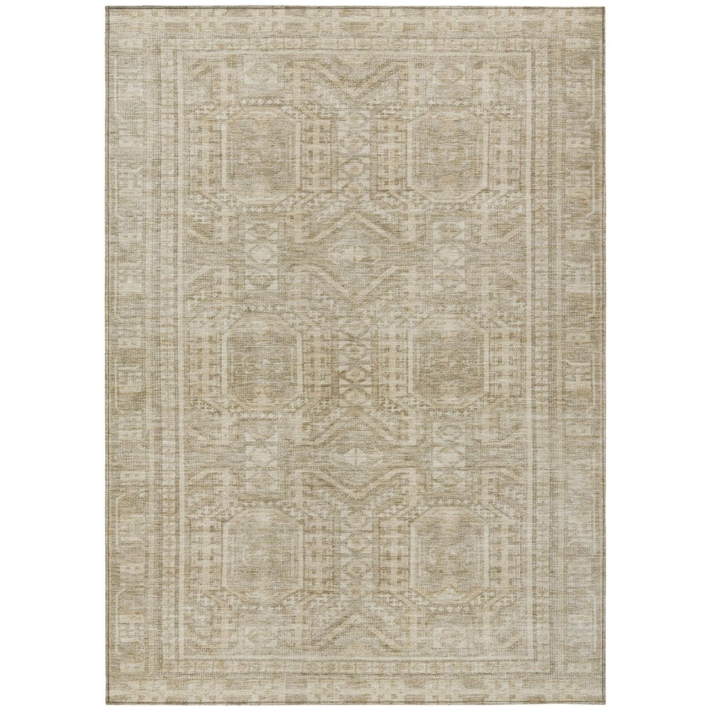 Machine Washable Indoor/Outdoor Chantille Beige 9' x 12' Rug. Picture 1