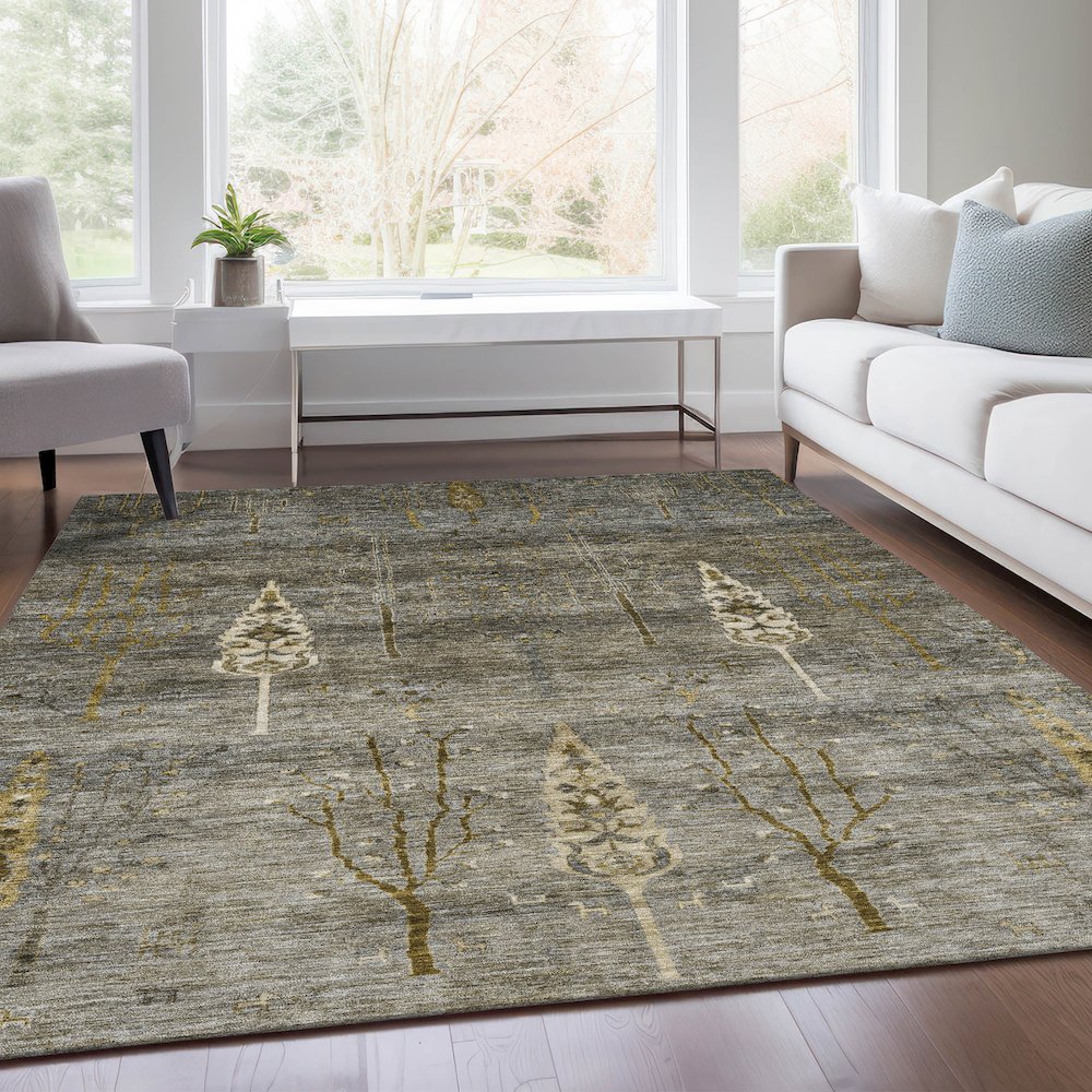 Machine Washable Indoor/Outdoor Chantille Pewter 9' x 12' Rug. Picture 6