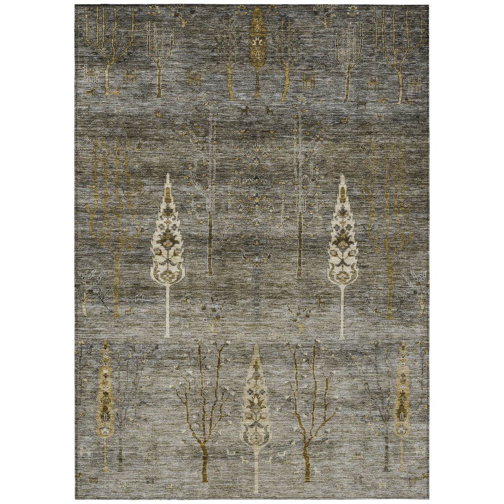 Machine Washable Indoor/Outdoor Chantille Pewter 9' x 12' Rug. Picture 1