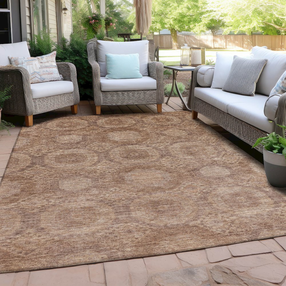 Machine Washable Indoor/Outdoor Chantille Copper 9' x 12' Rug. Picture 7