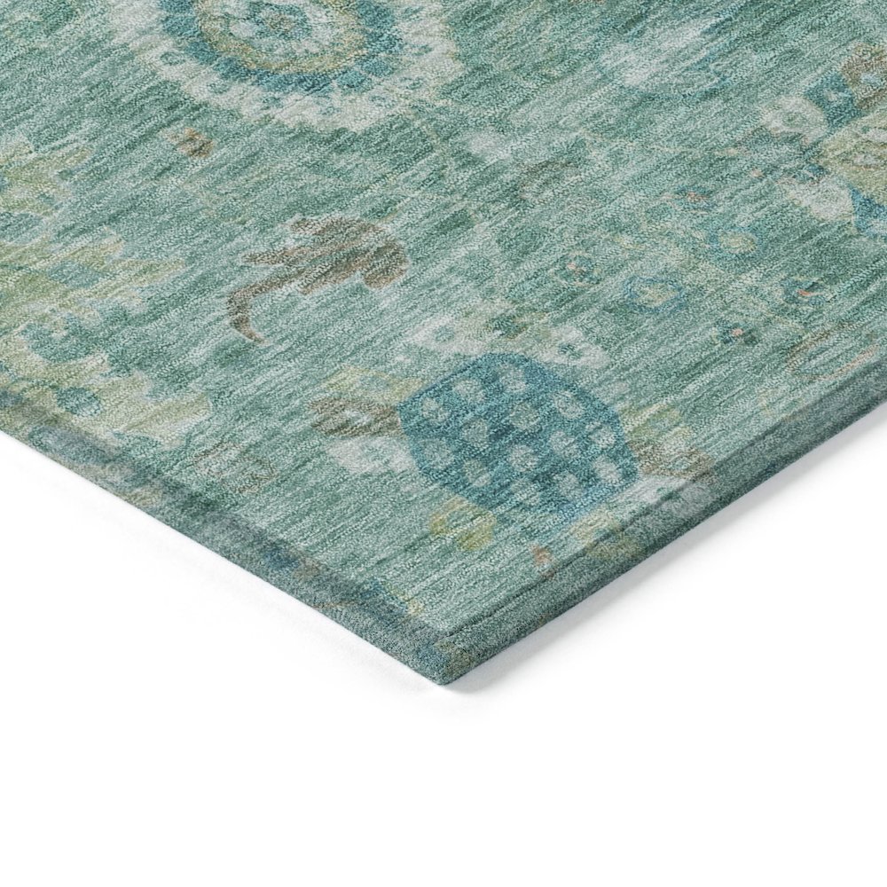 Machine Washable Indoor/Outdoor Chantille Teal 5' x 7'6" Rug. Picture 3