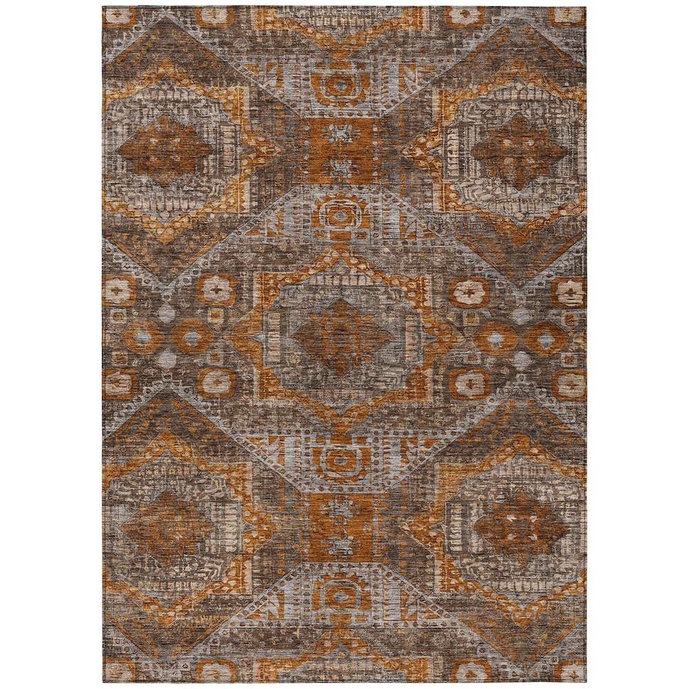Machine Washable Indoor/Outdoor Chantille Copper 9' x 12' Rug. Picture 1