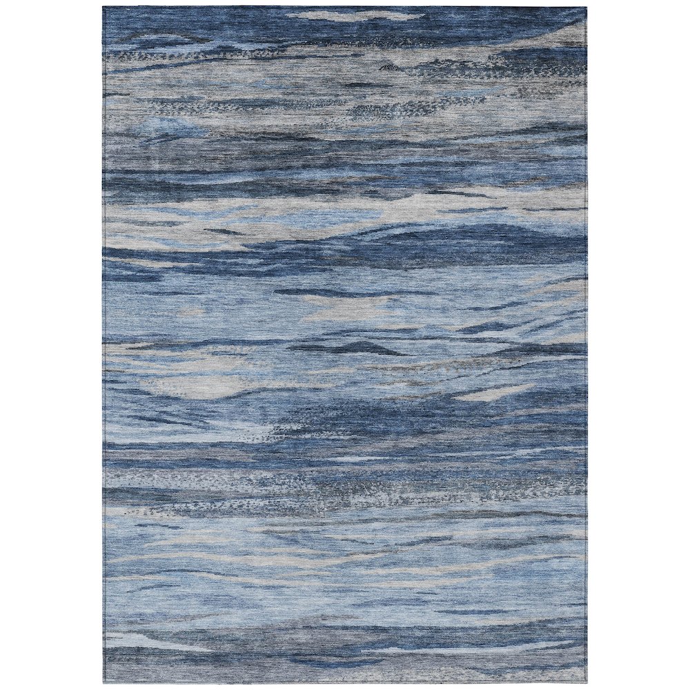 Machine Washable Indoor/Outdoor Chantille Blue 9' x 12' Rug. Picture 1