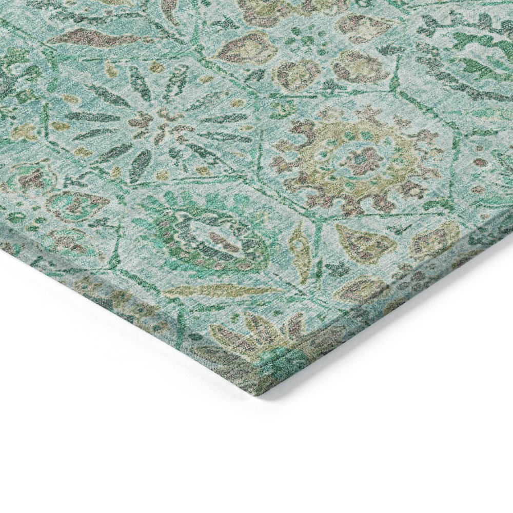 Machine Washable Indoor/Outdoor Chantille Aqua 5' x 7'6" Rug. Picture 3