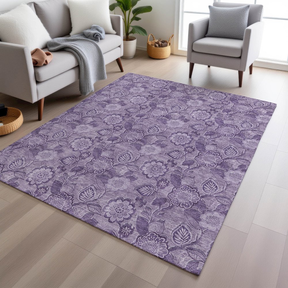 Machine Washable Indoor/Outdoor Chantille Plum 9' x 12' Rug. Picture 5