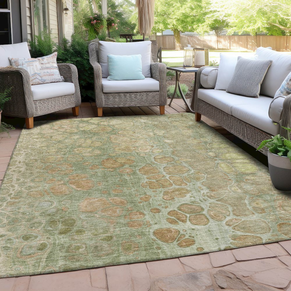 Machine Washable Indoor/Outdoor Chantille Aloe 9' x 12' Rug. Picture 7