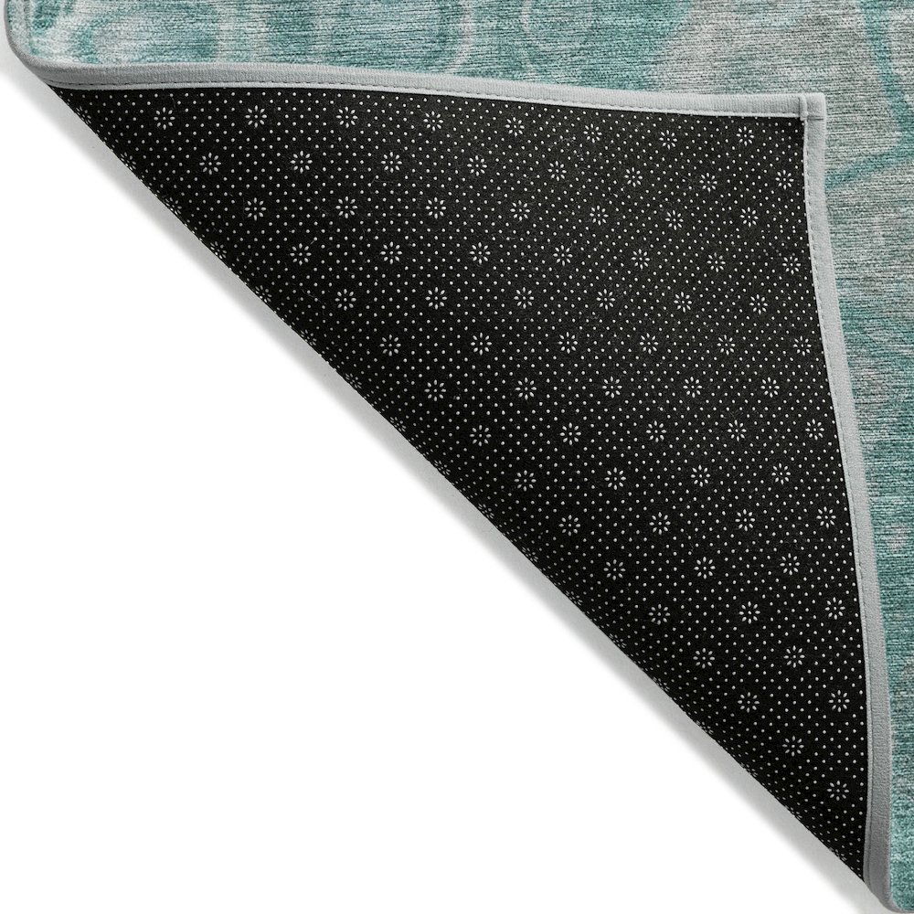 Machine Washable Indoor/Outdoor Chantille Aqua 5' x 7'6" Rug. Picture 2