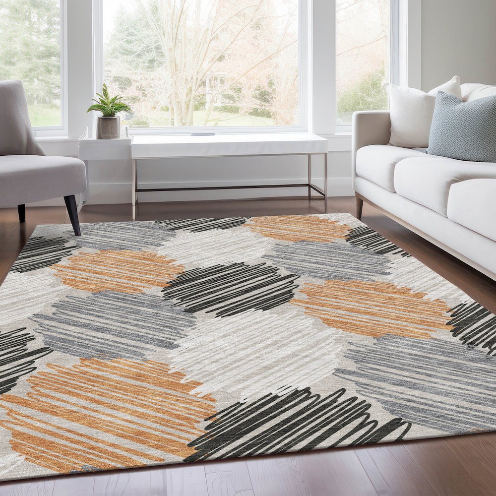 Machine Washable Indoor/Outdoor Chantille Copper 9' x 12' Rug. Picture 6
