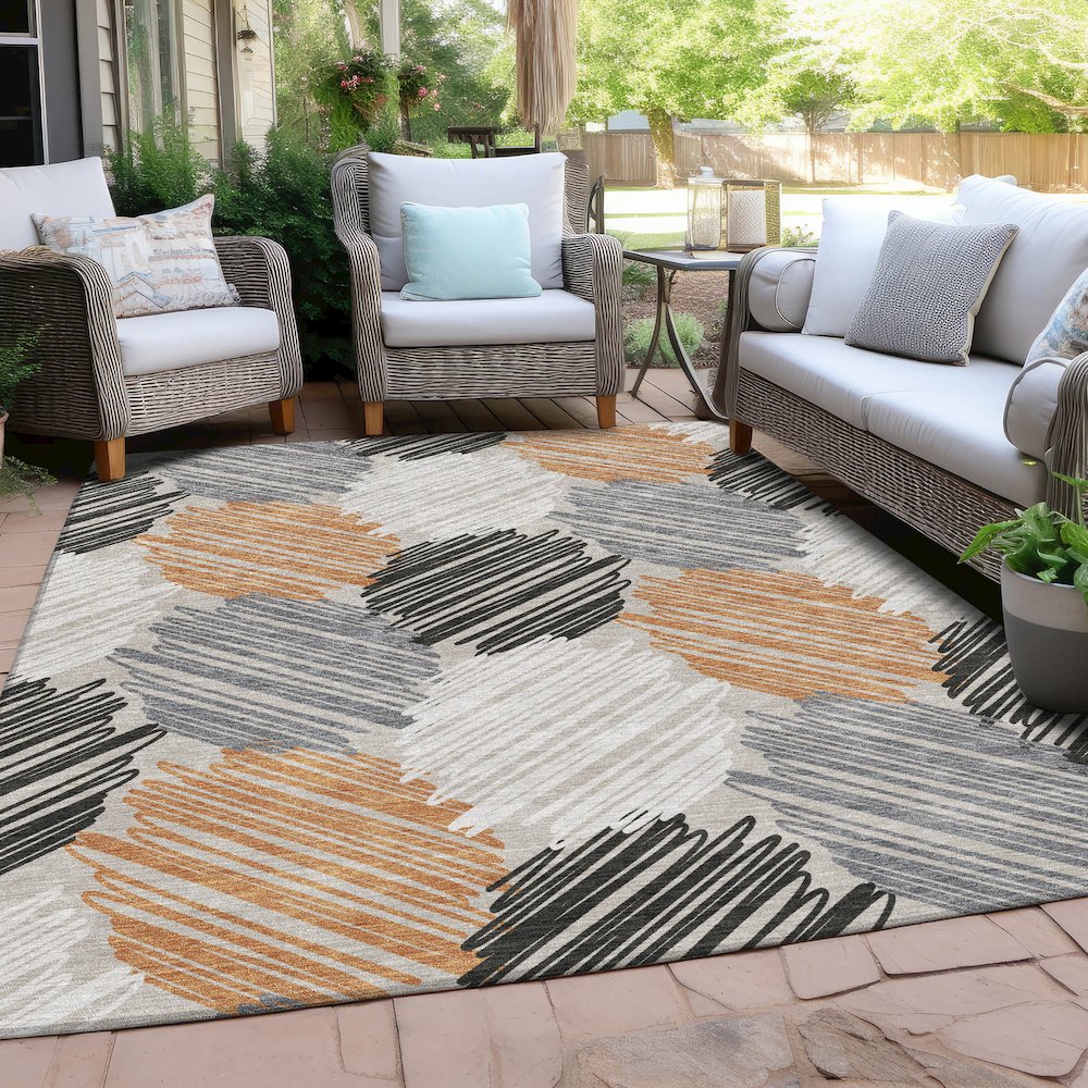 Machine Washable Indoor/Outdoor Chantille Copper 9' x 12' Rug. Picture 7
