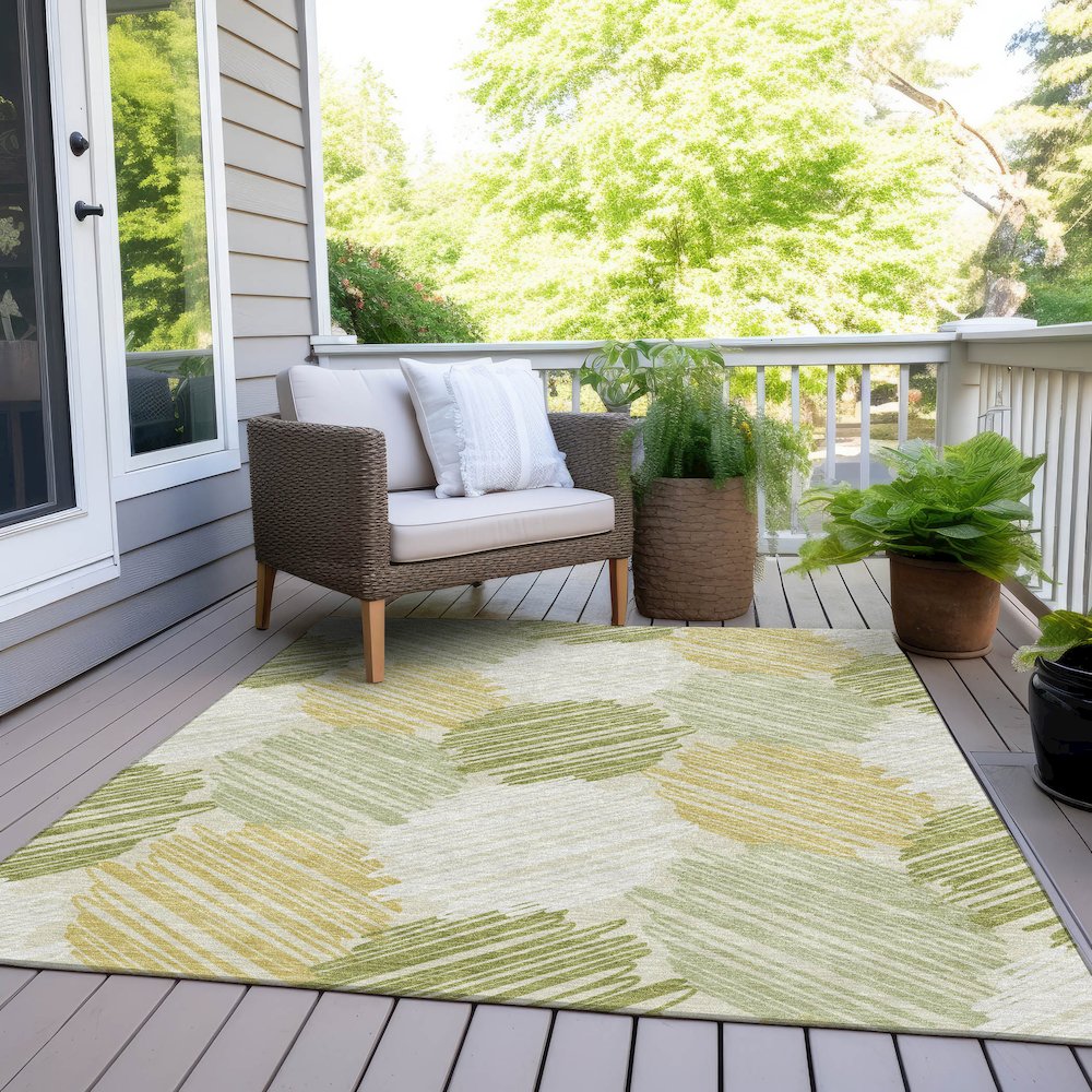 Machine Washable Indoor/Outdoor Chantille Green 9' x 12' Rug. Picture 8