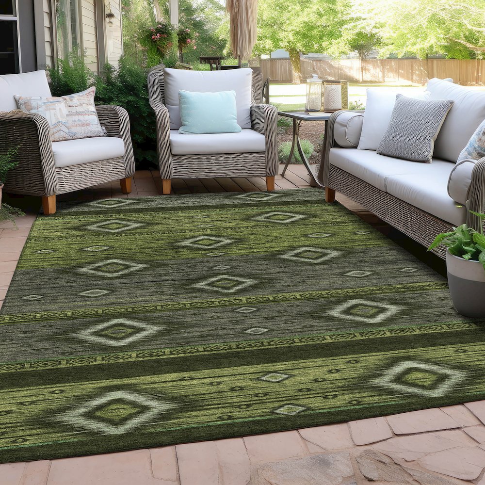 Machine Washable Indoor/Outdoor Chantille Aloe 9' x 12' Rug. Picture 7
