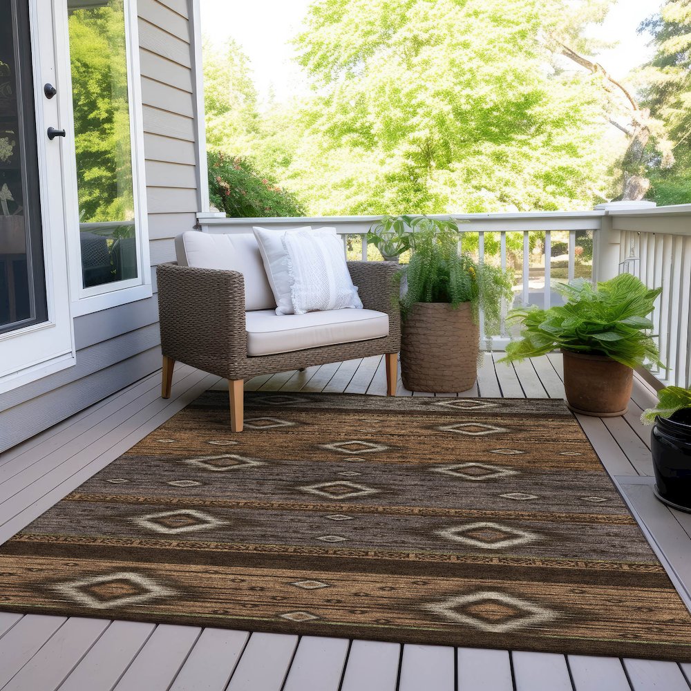 Machine Washable Indoor/Outdoor Chantille Chocolate 9' x 12' Rug. Picture 8
