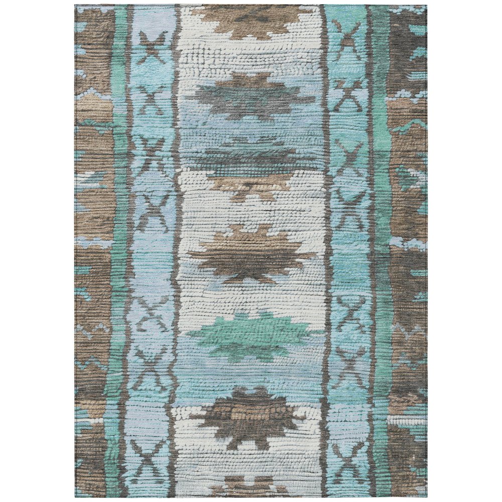 Machine Washable Indoor/Outdoor Chantille Brown 9' x 12' Rug. Picture 1