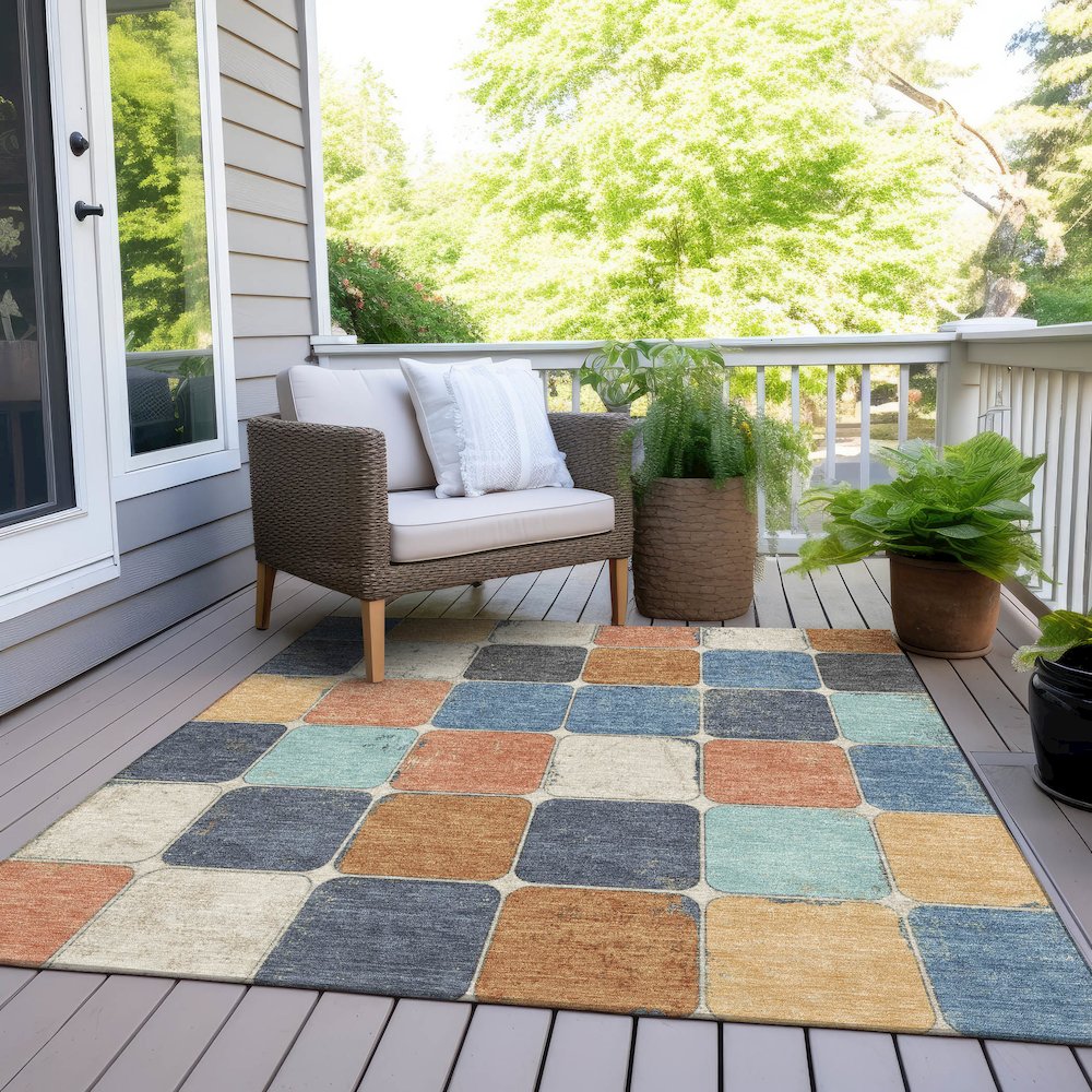 Machine Washable Indoor/Outdoor Chantille Rust 9' x 12' Rug. Picture 8