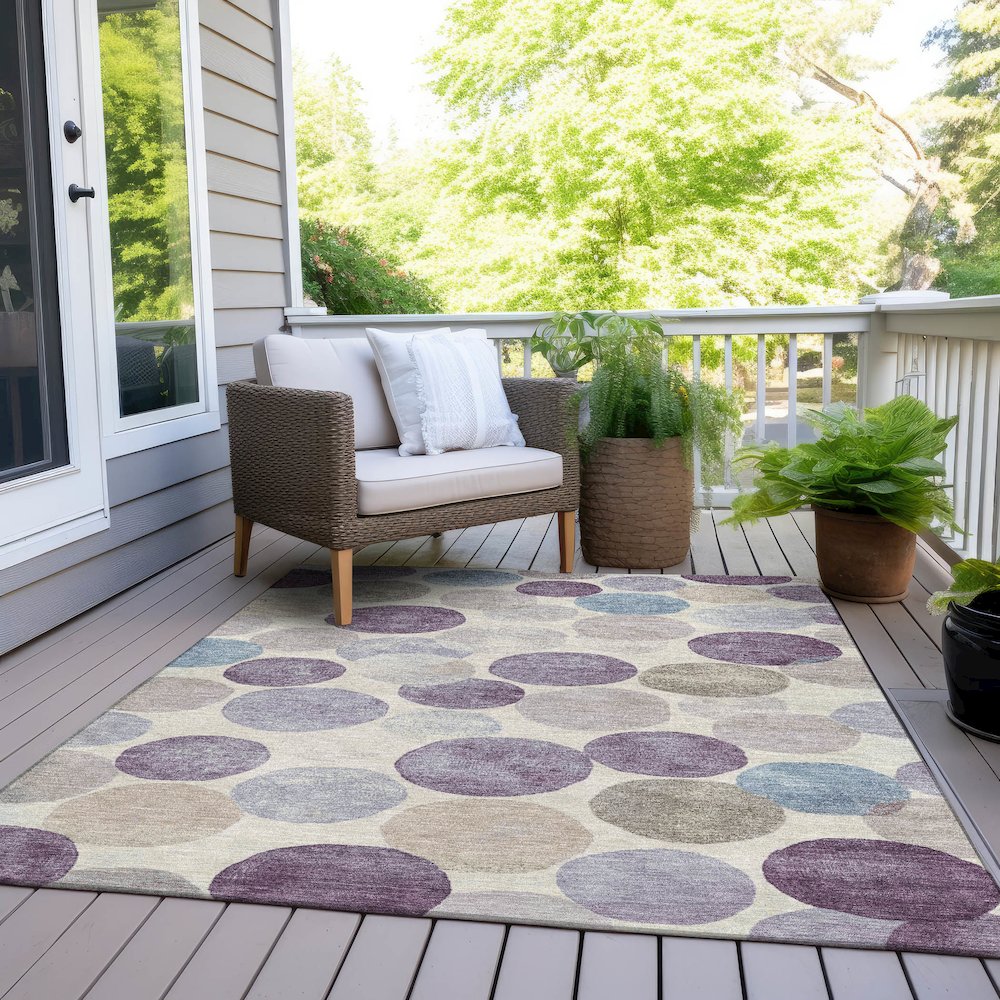 Machine Washable Indoor/Outdoor Chantille Plum 9' x 12' Rug. Picture 8