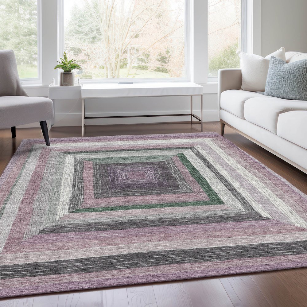 Machine Washable Indoor/Outdoor Chantille Blush 9' x 12' Rug. Picture 6