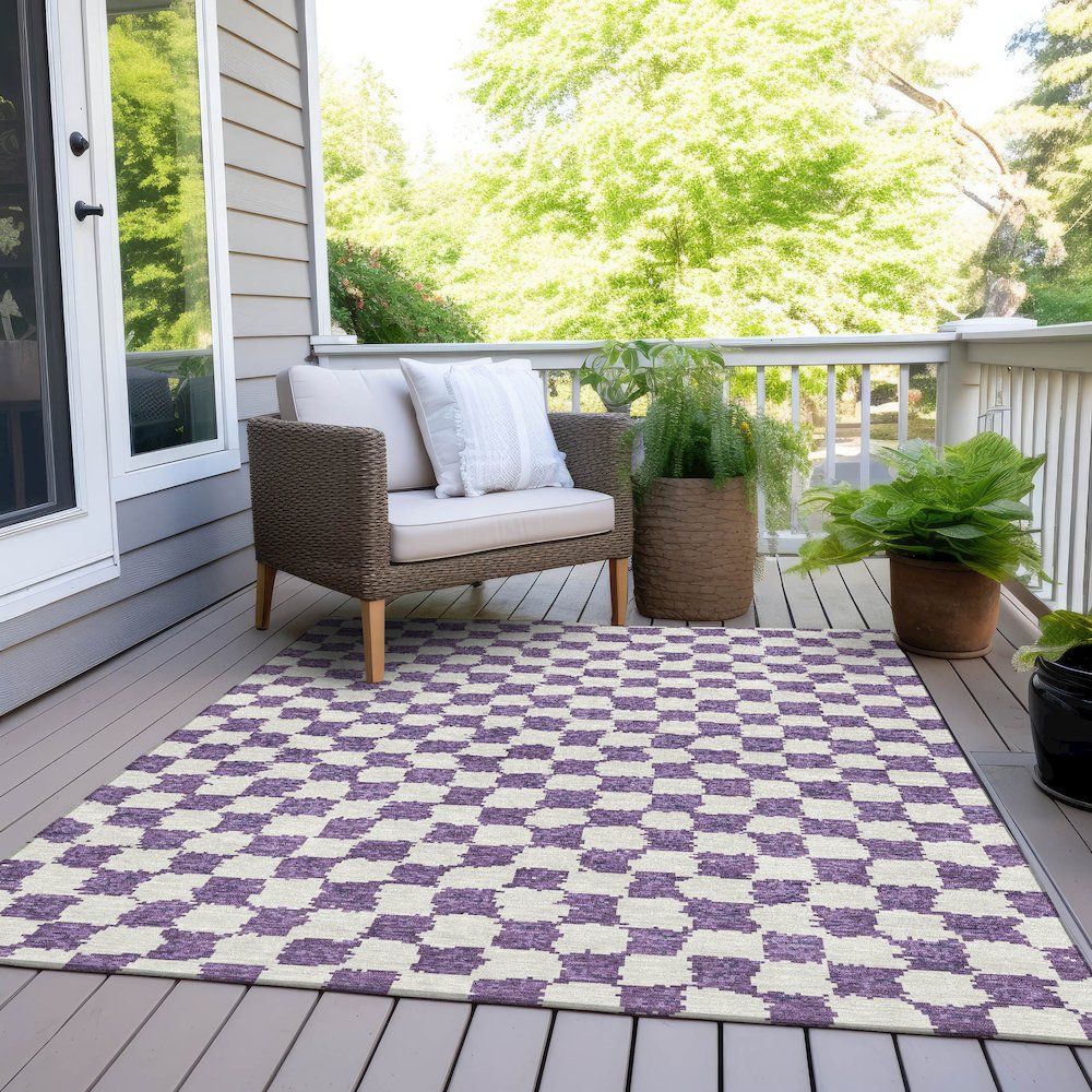 Machine Washable Indoor/Outdoor Chantille Purple 9' x 12' Rug. Picture 8