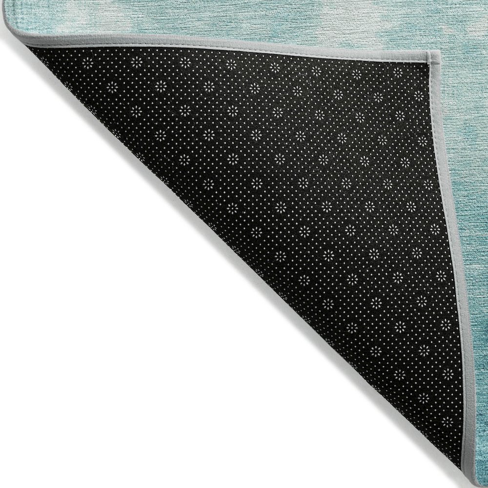 Machine Washable Indoor/Outdoor Chantille Teal 5' x 7'6" Rug. Picture 2