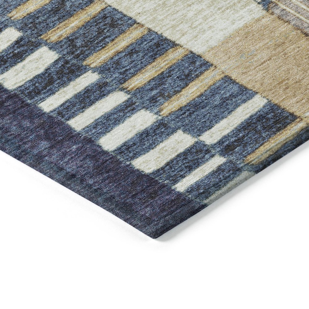Machine Washable Indoor/Outdoor Chantille Navy 5' x 7'6" Rug. Picture 3