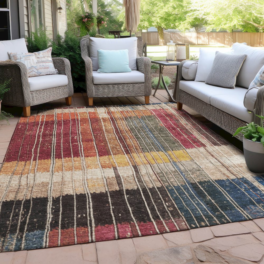 Machine Washable Indoor/Outdoor Chantille Beige 9' x 12' Rug. Picture 7
