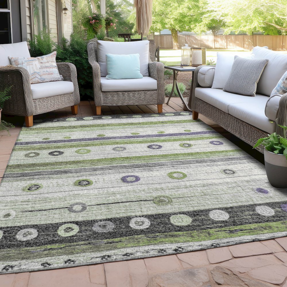 Machine Washable Indoor/Outdoor Chantille Aloe 9' x 12' Rug. Picture 7