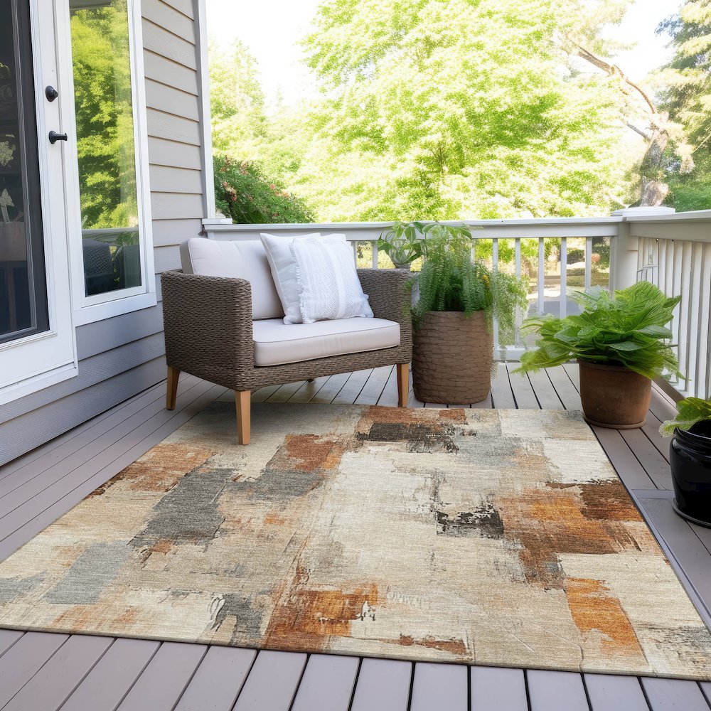 Machine Washable Indoor/Outdoor Chantille Ivory 9' x 12' Rug. Picture 8