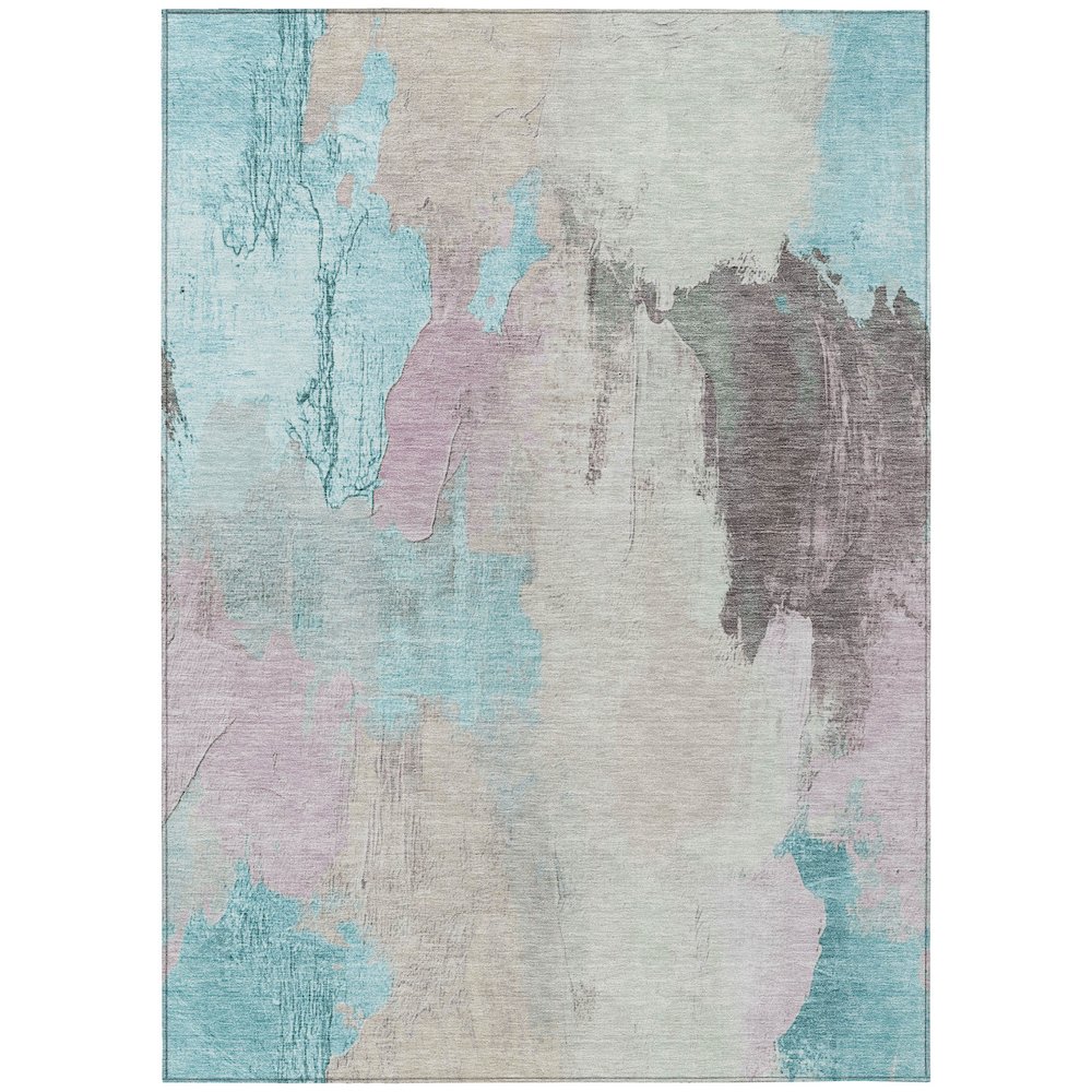 Machine Washable Indoor/Outdoor Chantille Teal 9' x 12' Rug. Picture 1
