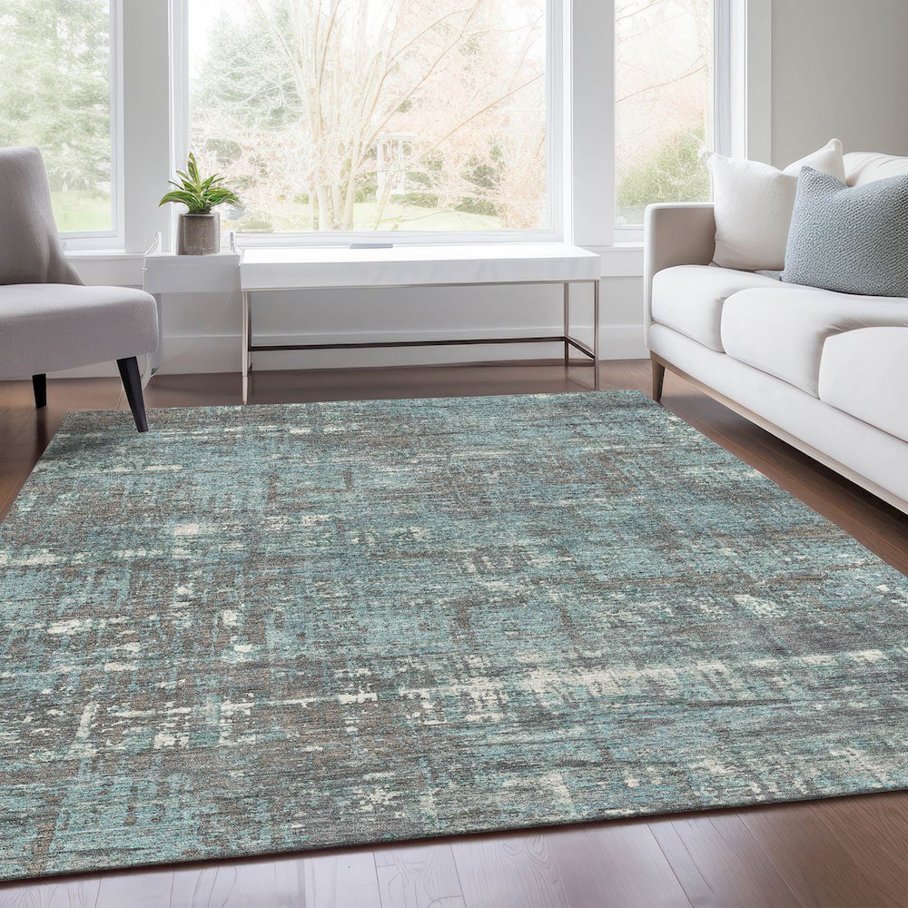 Machine Washable Indoor/Outdoor Chantille Taupe 9' x 12' Rug. Picture 6