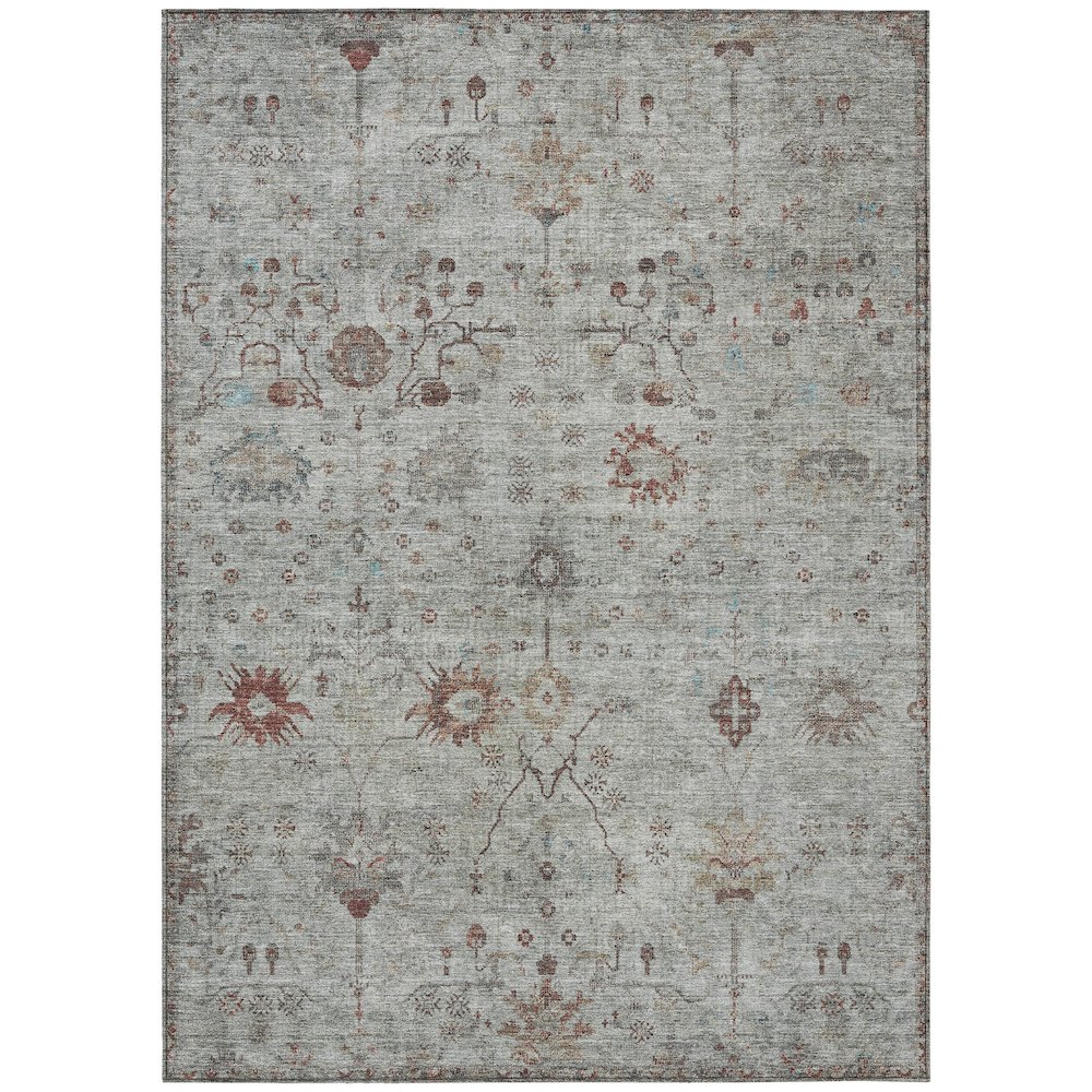 Machine Washable Indoor/Outdoor Chantille Gray 9' x 12' Rug. Picture 1