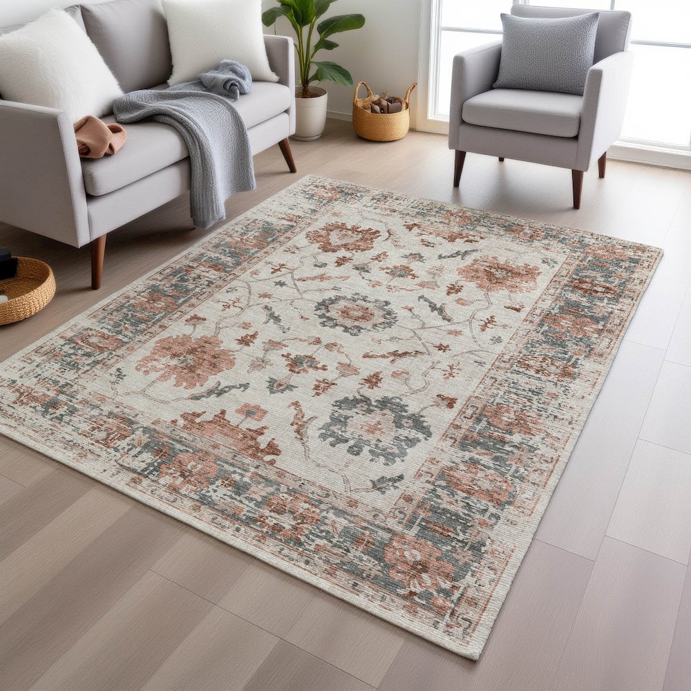 Machine Washable Indoor/Outdoor Chantille Linen 9' x 12' Rug. Picture 5