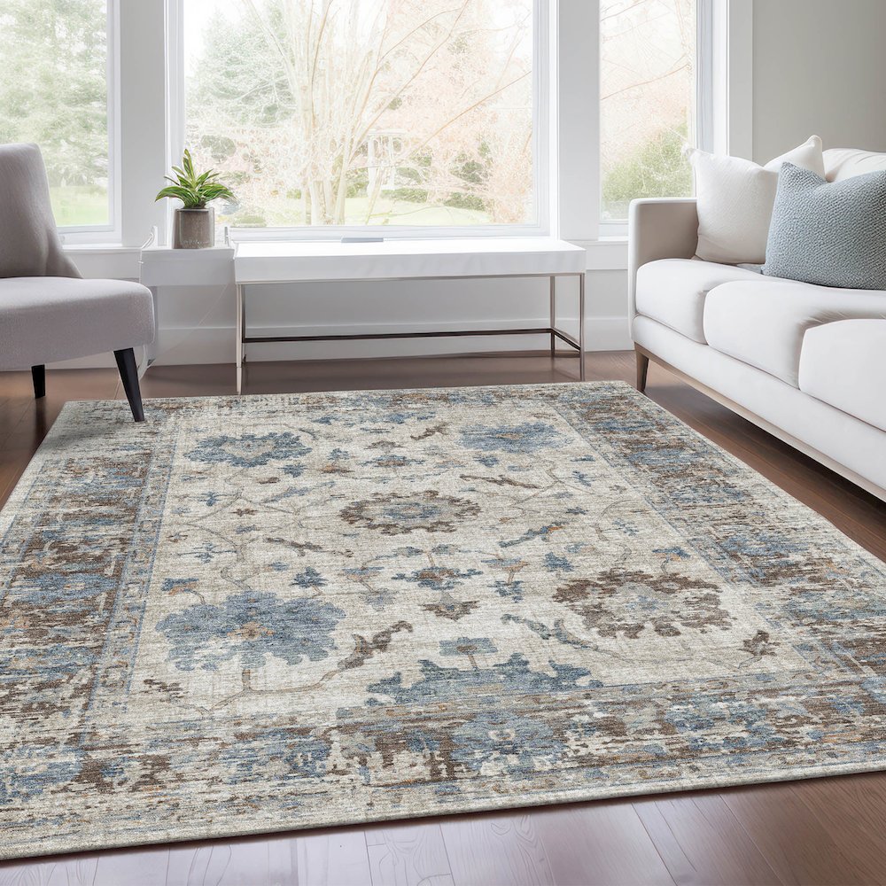 Machine Washable Indoor/Outdoor Chantille Putty 9' x 12' Rug. Picture 6