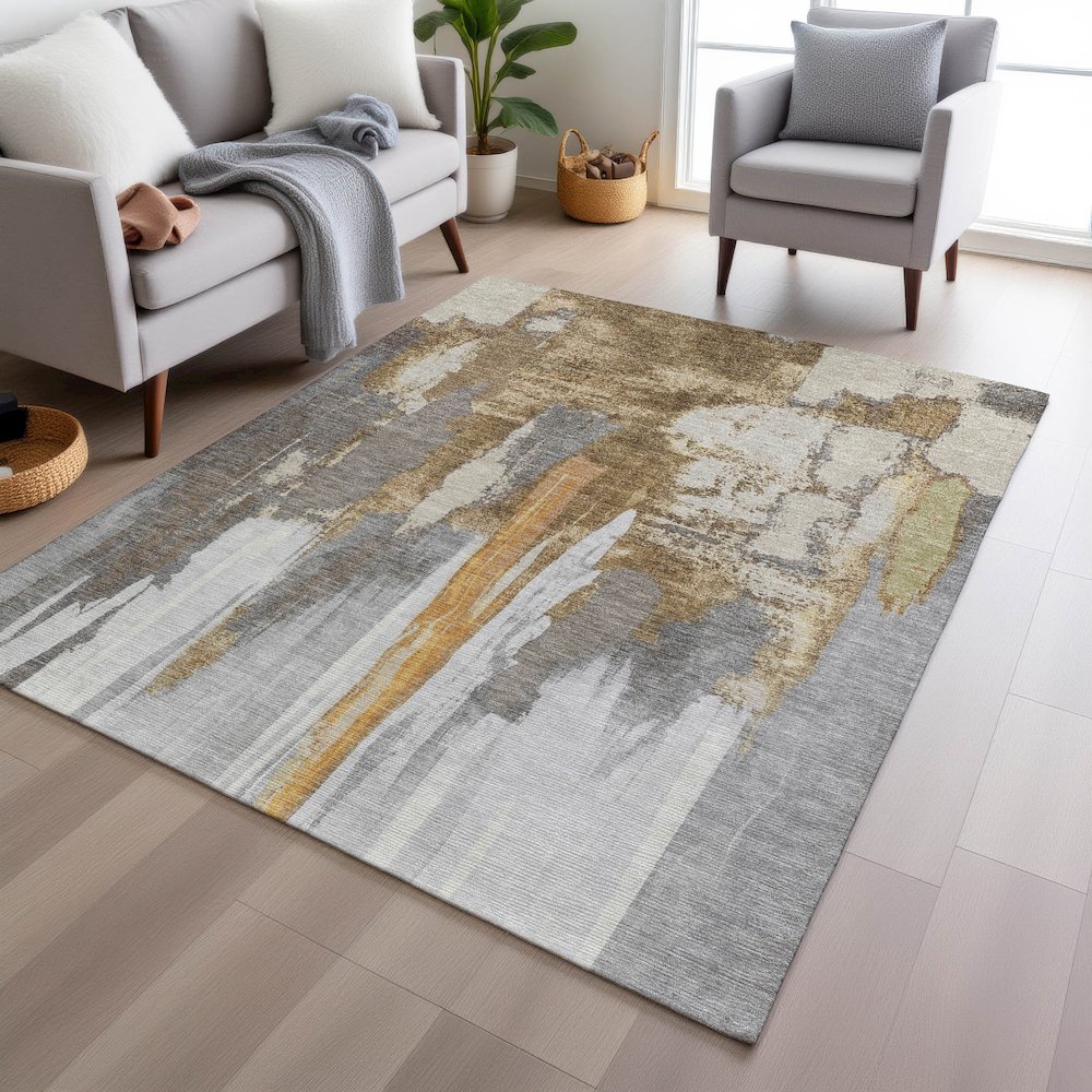 Machine Washable Indoor/Outdoor Chantille Ivory 9' x 12' Rug. Picture 5