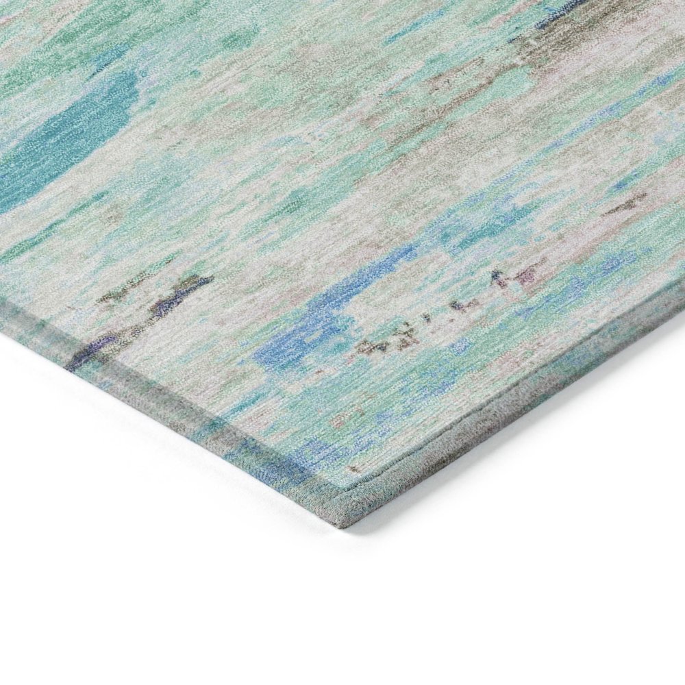 Machine Washable Indoor/Outdoor Chantille Teal 5' x 7'6" Rug. Picture 3