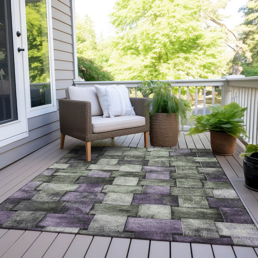 Machine Washable Indoor/Outdoor Chantille Sage 9' x 12' Rug. Picture 8