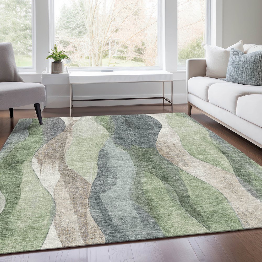 Machine Washable Indoor/Outdoor Chantille Fern 9' x 12' Rug. Picture 6