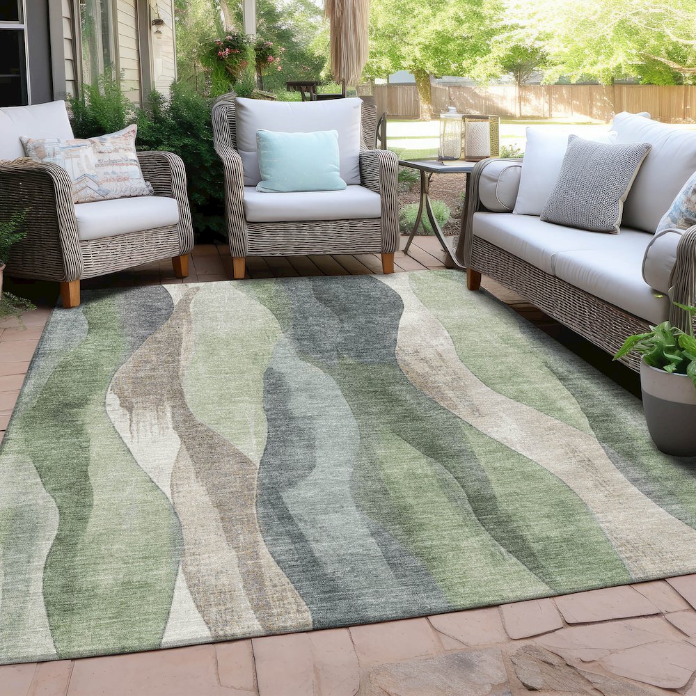 Machine Washable Indoor/Outdoor Chantille Fern 9' x 12' Rug. Picture 7