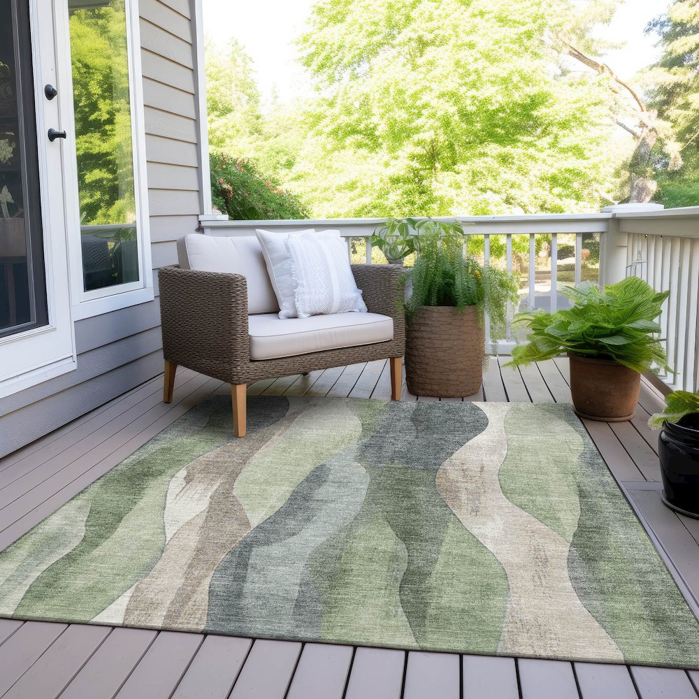 Machine Washable Indoor/Outdoor Chantille Fern 9' x 12' Rug. Picture 8