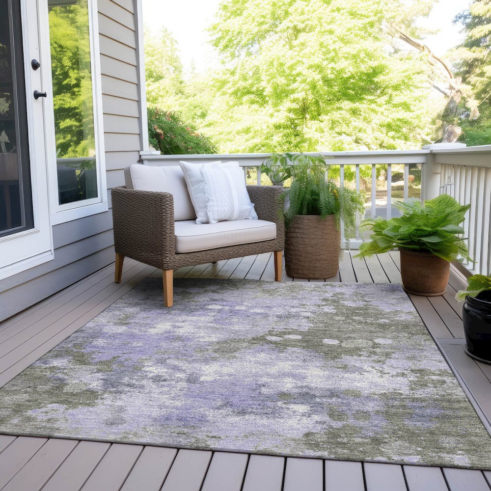 Machine Washable Indoor/Outdoor Chantille Lavender 9' x 12' Rug. Picture 8