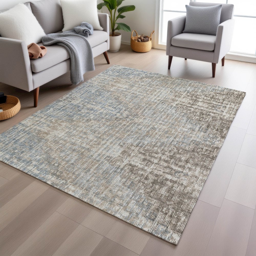 Machine Washable Indoor/Outdoor Chantille Putty 9' x 12' Rug. Picture 5