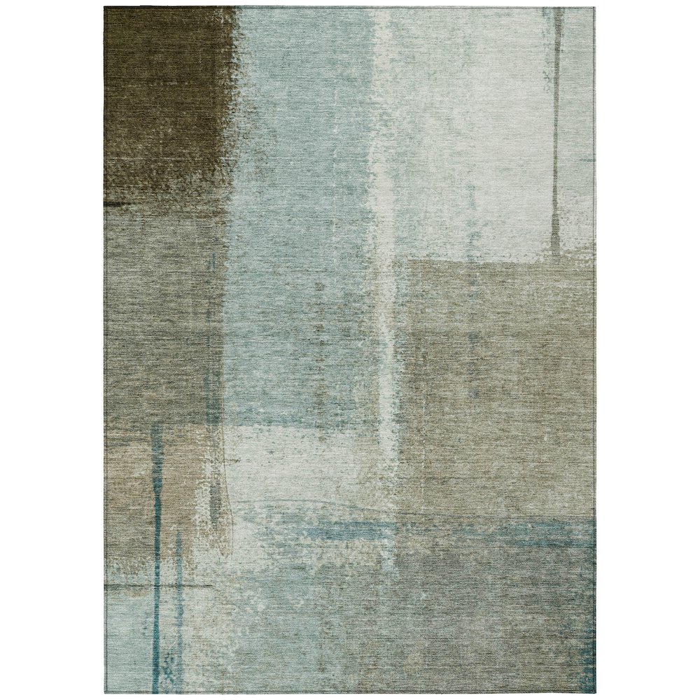 Machine Washable Indoor/Outdoor Chantille Seafoam 9' x 12' Rug. Picture 1