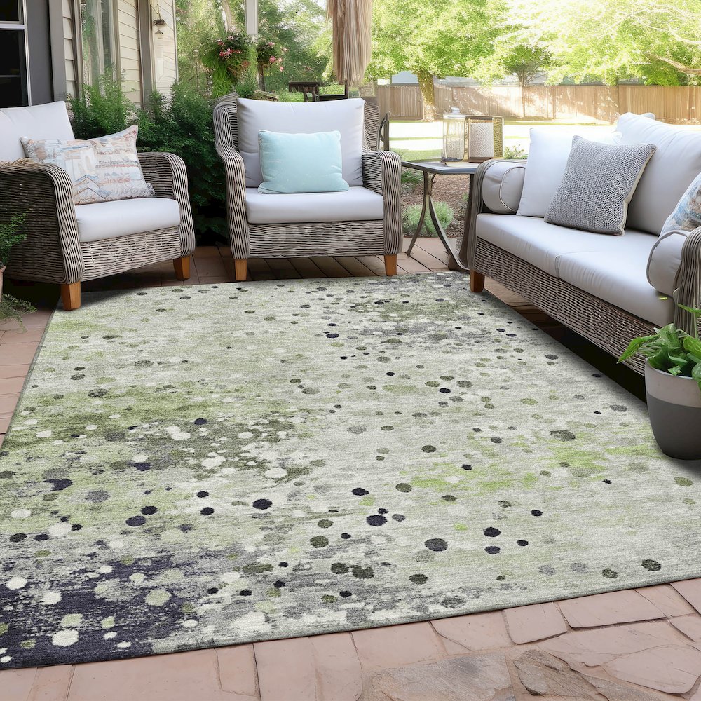 Machine Washable Indoor/Outdoor Chantille Aloe 9' x 12' Rug. Picture 7