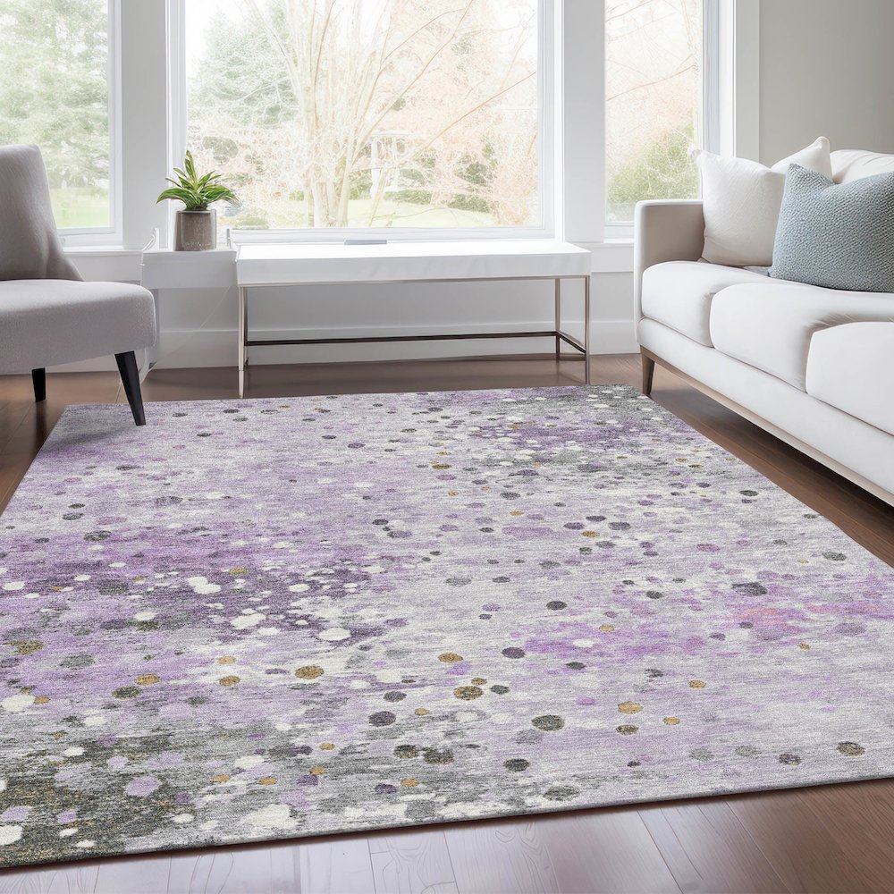 Machine Washable Indoor/Outdoor Chantille Lavender 9' x 12' Rug. Picture 6