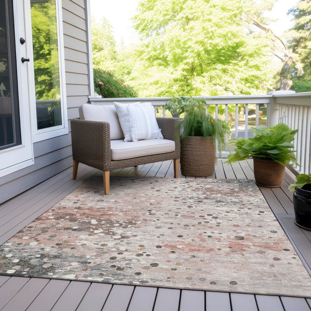 Machine Washable Indoor/Outdoor Chantille Salmon 9' x 12' Rug. Picture 8
